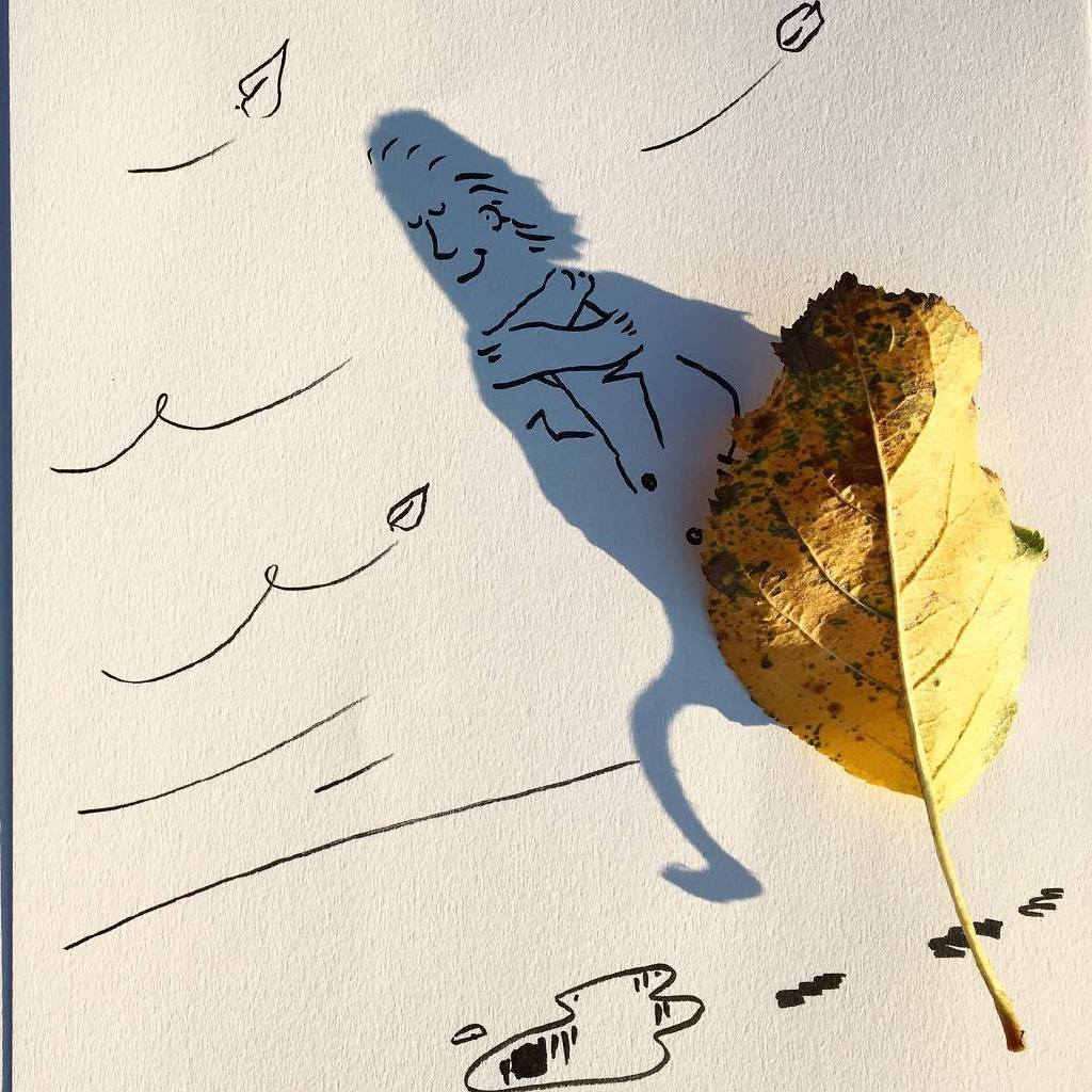 比利时电影制片人和插画家vincent ba利用影子设计的一组创意插画