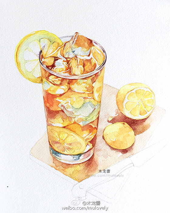 夏日手动降温法,画一杯柠檬茶!酸酸凉凉~拍一波手绘过程图