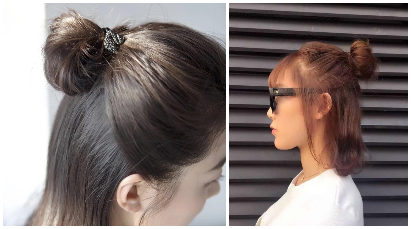 2018年流行半丸子头让短发女士拥有美丽造型