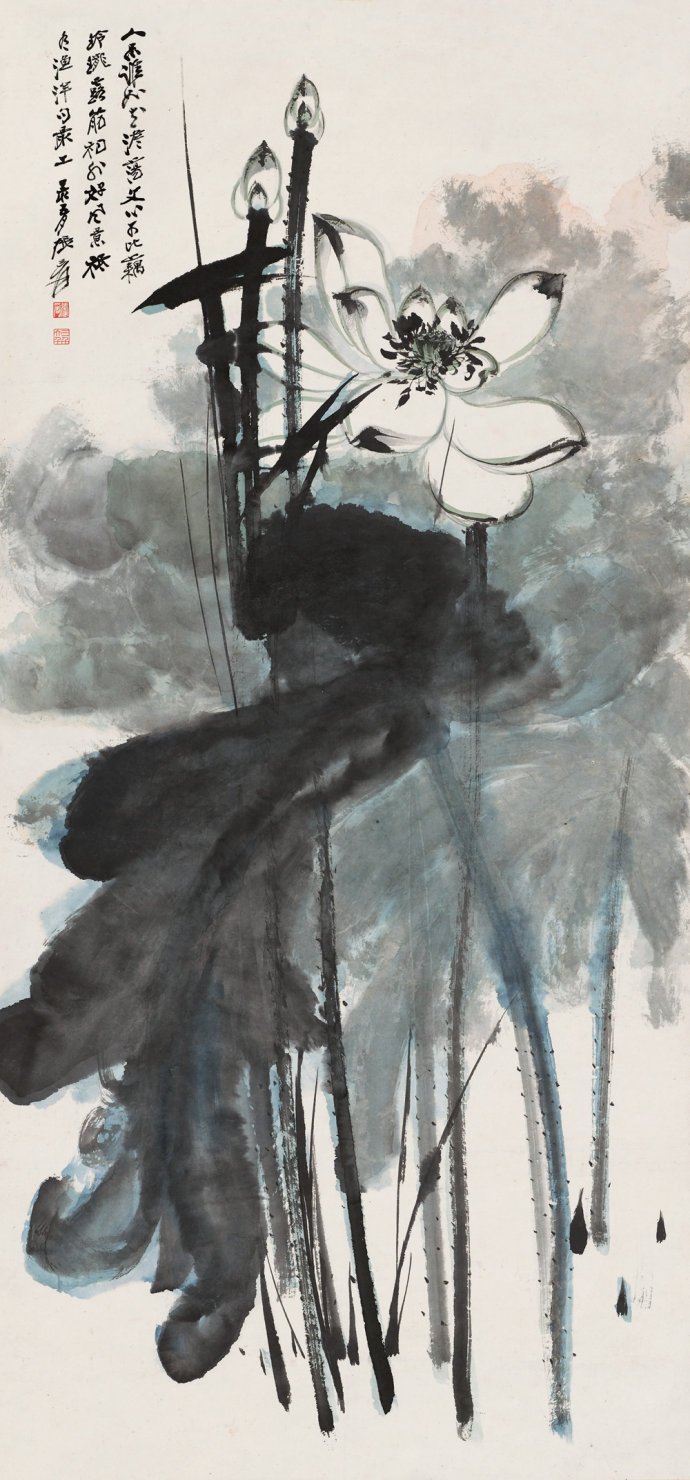 疏池芙蕖——张大千荷花作品欣赏|荷花|张大千|墨荷_新浪新闻