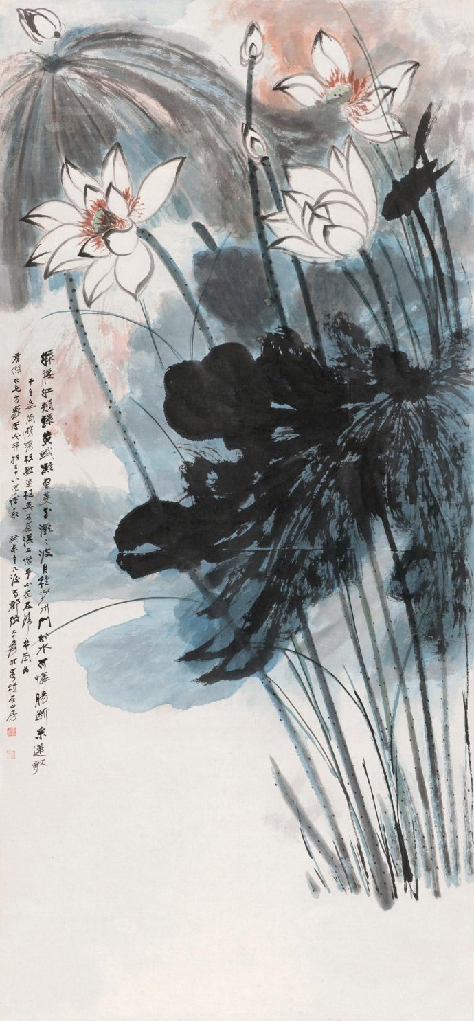 疏池芙蕖——张大千荷花作品欣赏