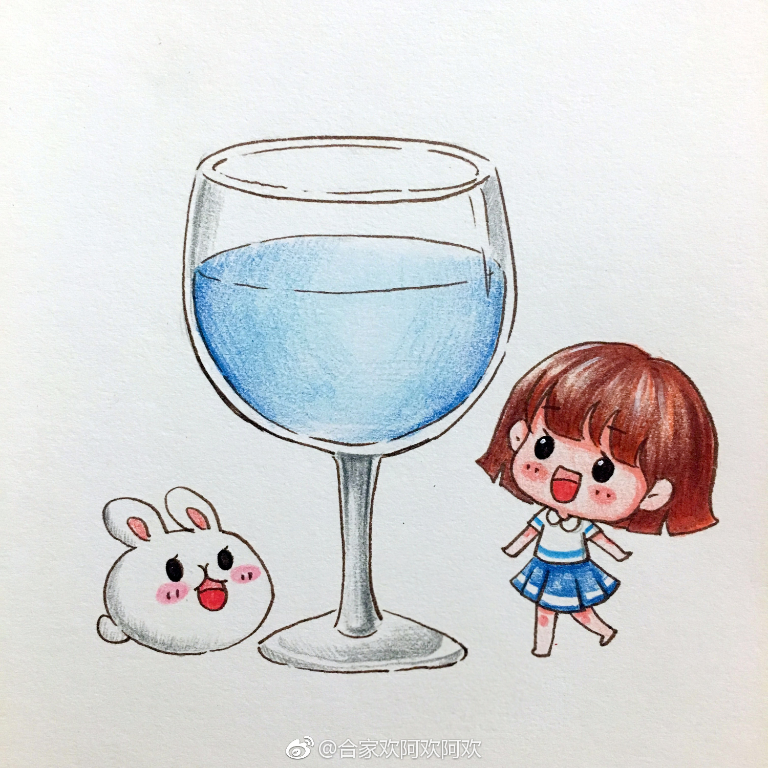 彩铅上色的"晚安杯"送给你