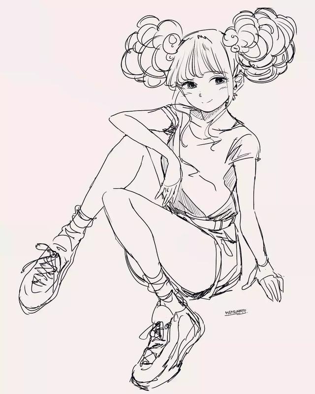 连接的特别的连贯整体 人物就像黑白的一样写实 他平时练习的手绘稿