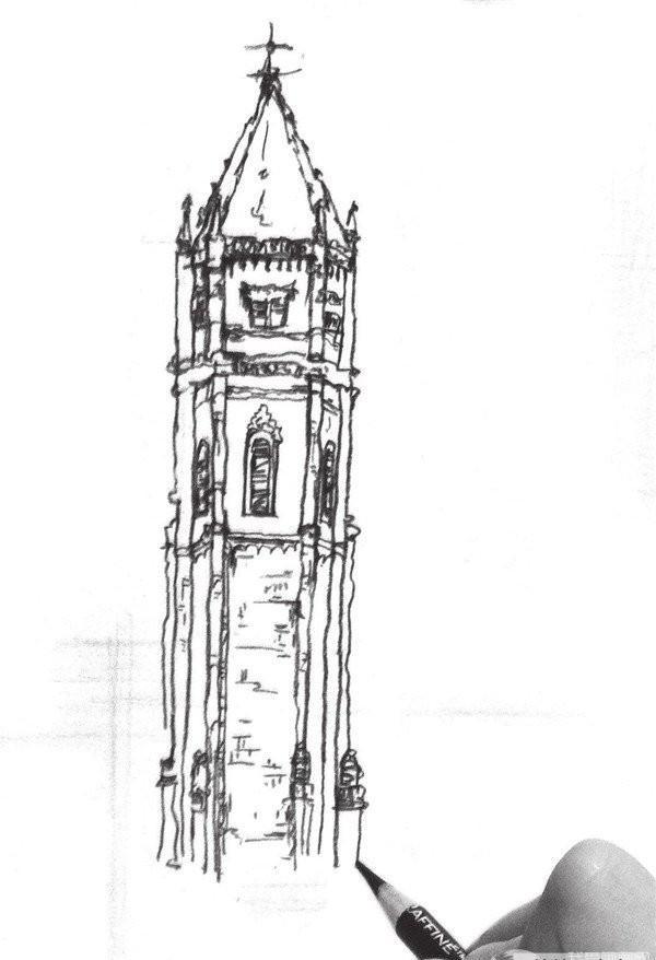 速写哥特式古堡的绘画教程