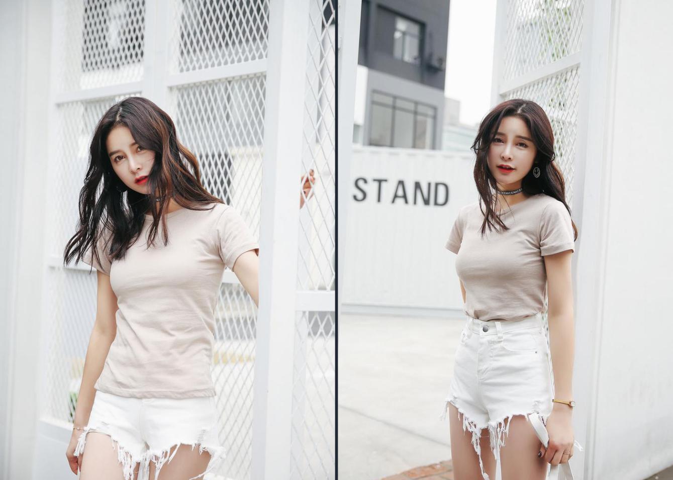 圆领紧身t恤修身显胸 穿出你的迷人韵味