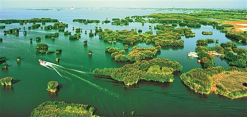 塞上江南,一边是沙漠,一边是湖水