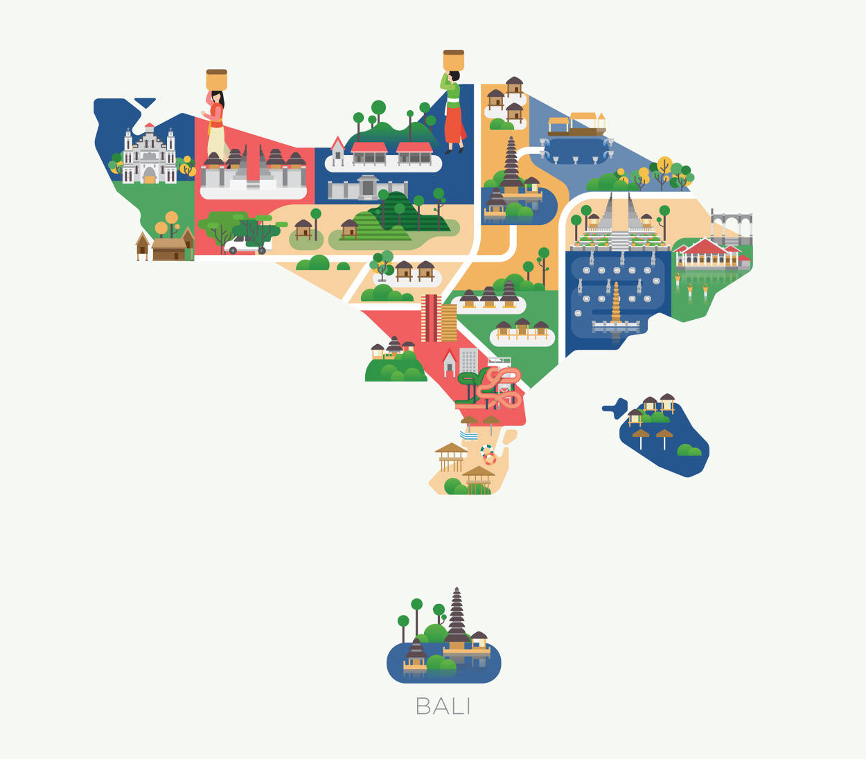 亚洲旅行地图插画，你都去过吗？来自插画师Jing Zhang的作品