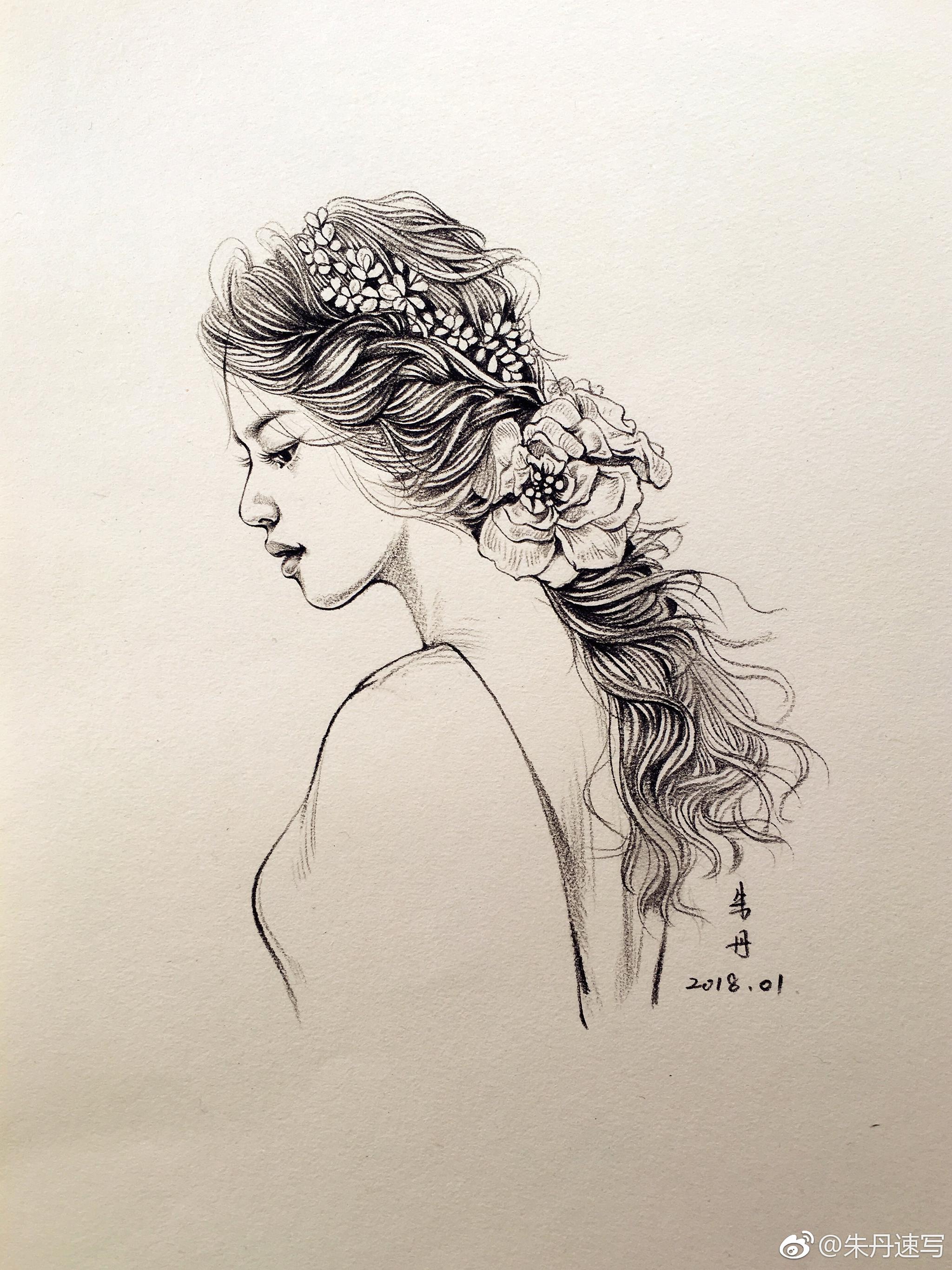 8/ 9小姐姐头像速写～作者(@朱丹速写) 679/ 9小姐姐头像速写～作者