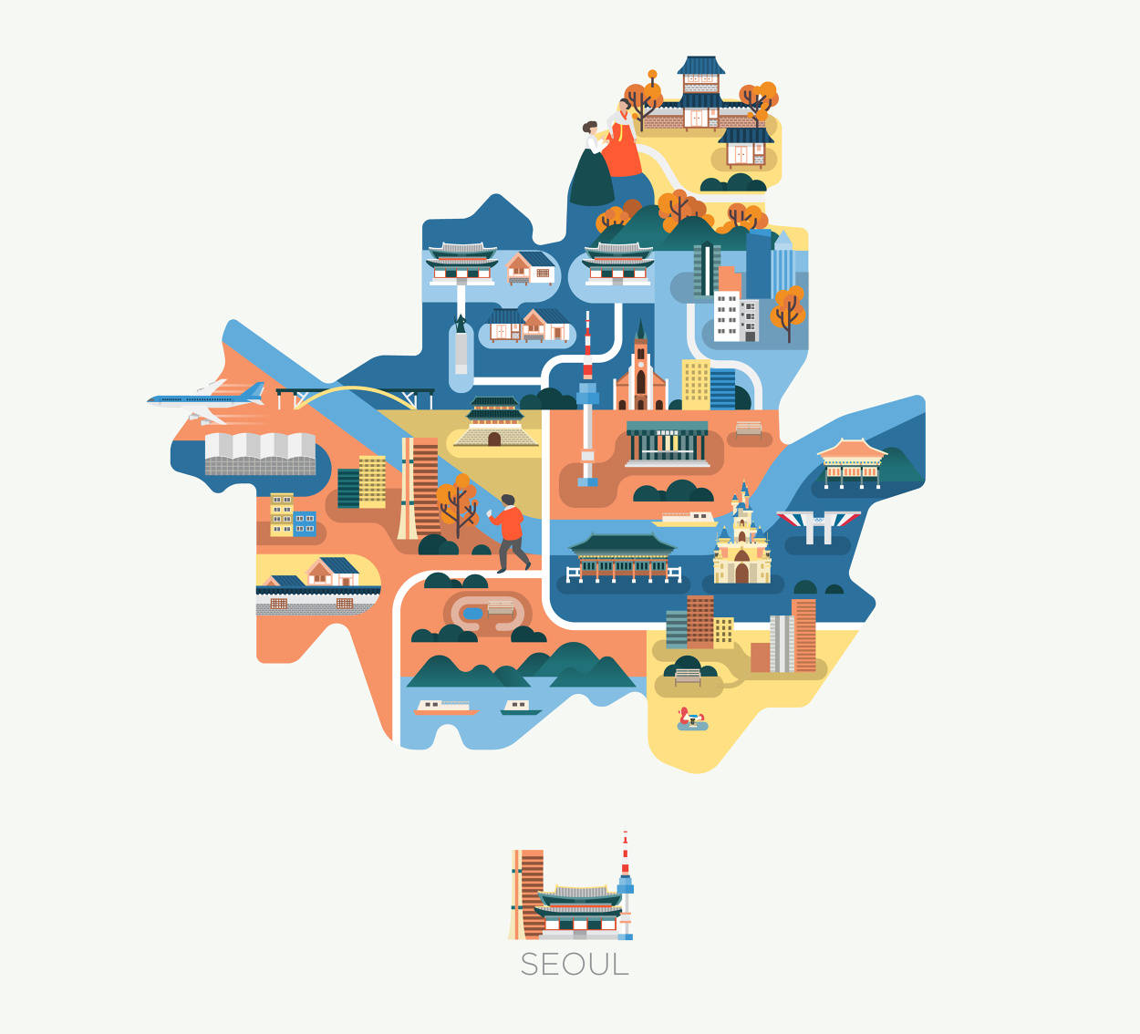 亚洲旅行地图插画，你都去过吗？来自插画师Jing Zhang的作品