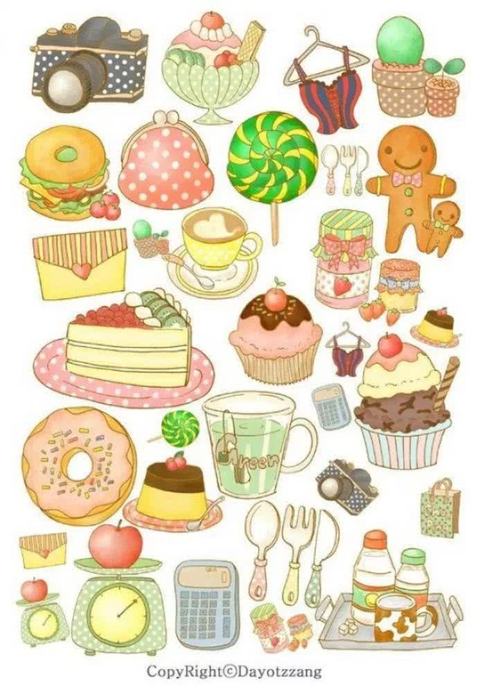 手绘中秋快到了一些食物简笔画