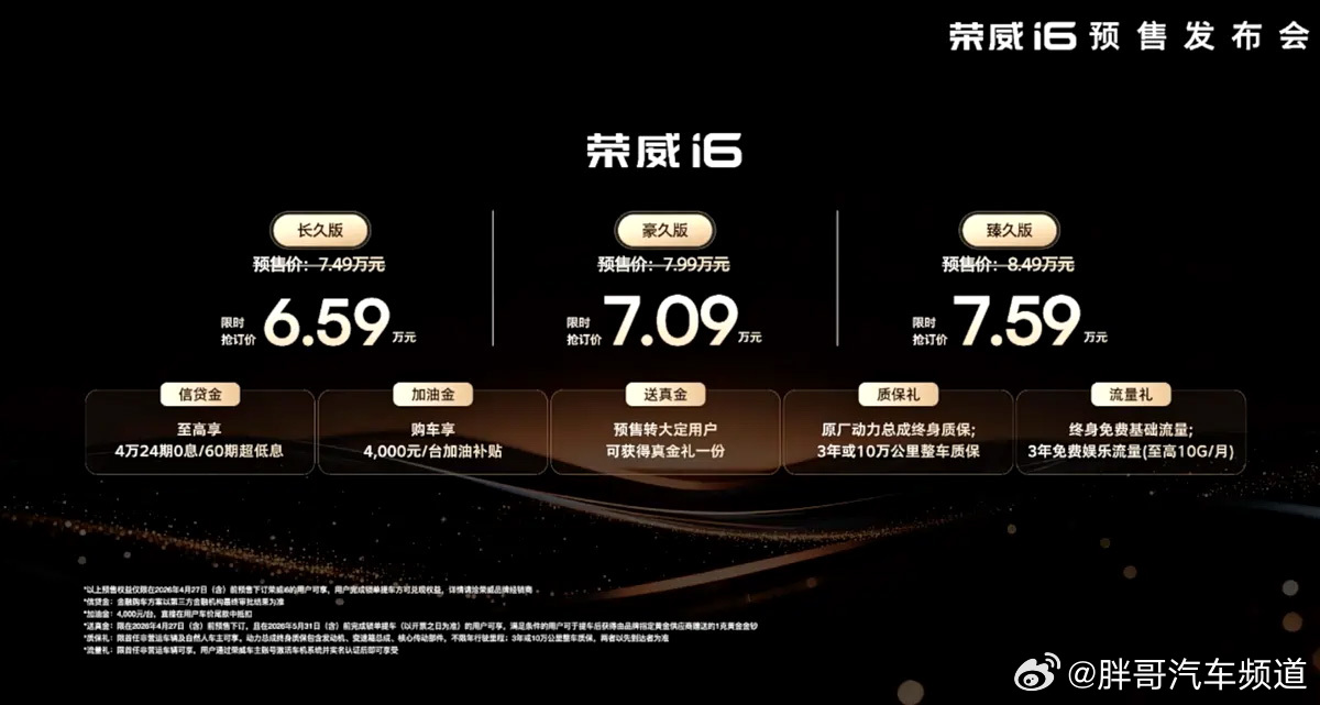 荣威i6预售7.49万起，配8155芯片与2755mm轴距