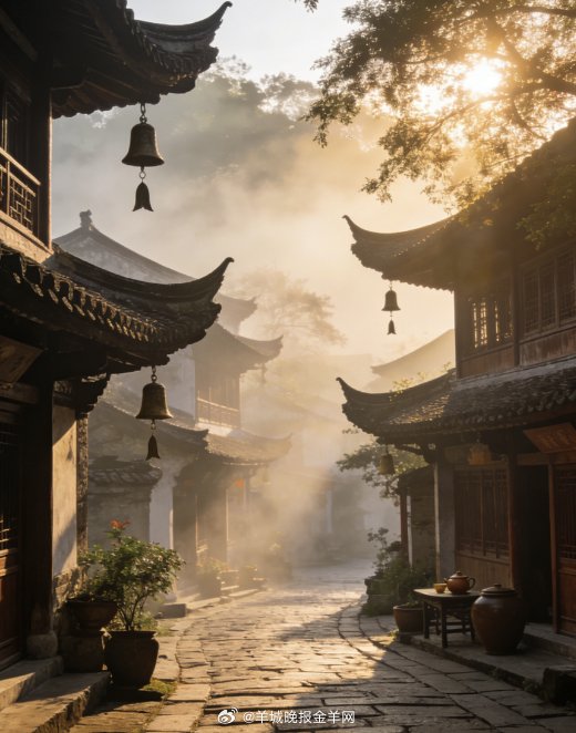 古镇清晨薄雾轻笼青石板路,茶香晨光共迎温暖一天|宁静|中轻|风铃|角|微风_新浪新闻