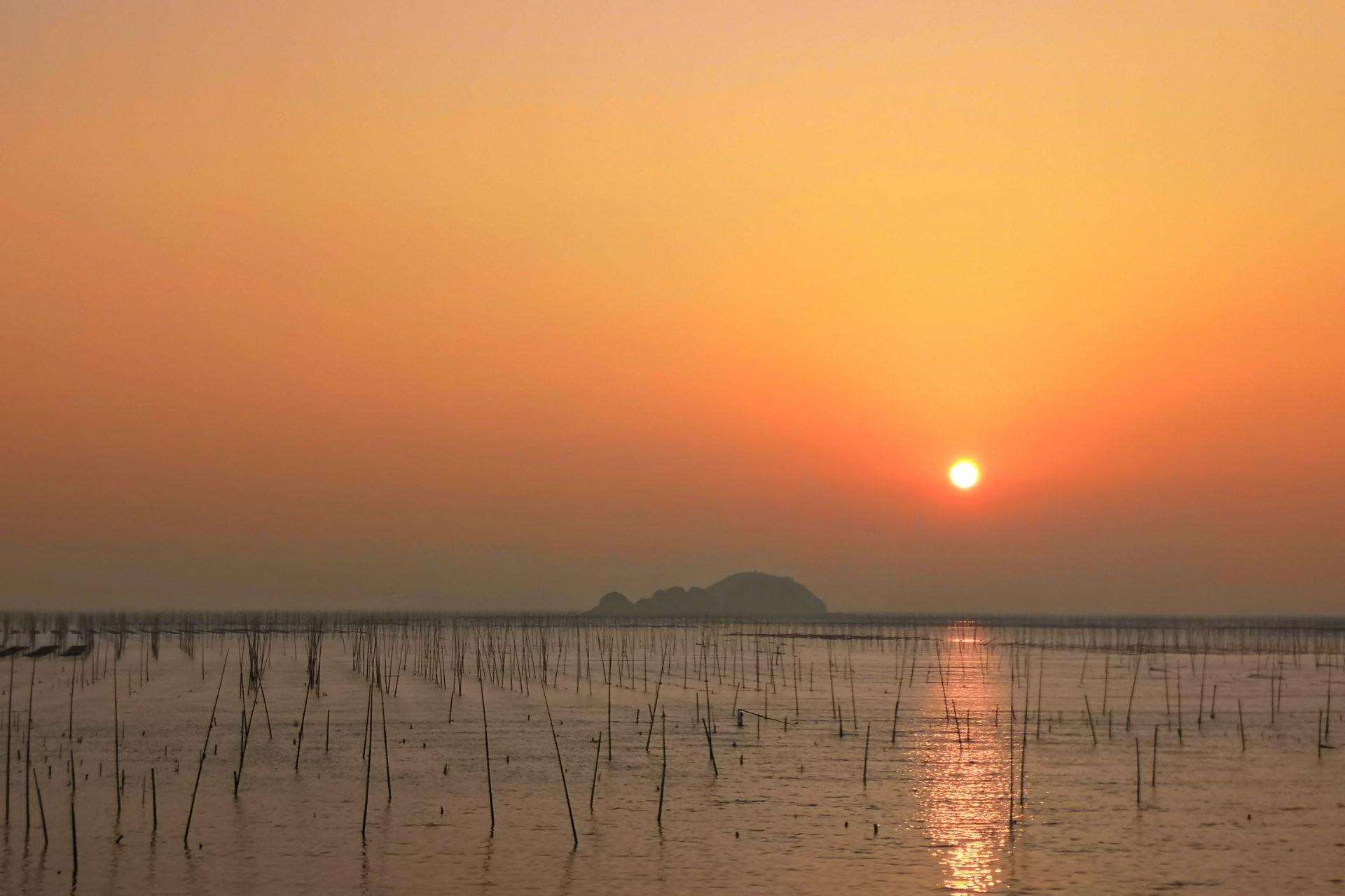 福建省 宁德市 北岐滩涂 日落美景