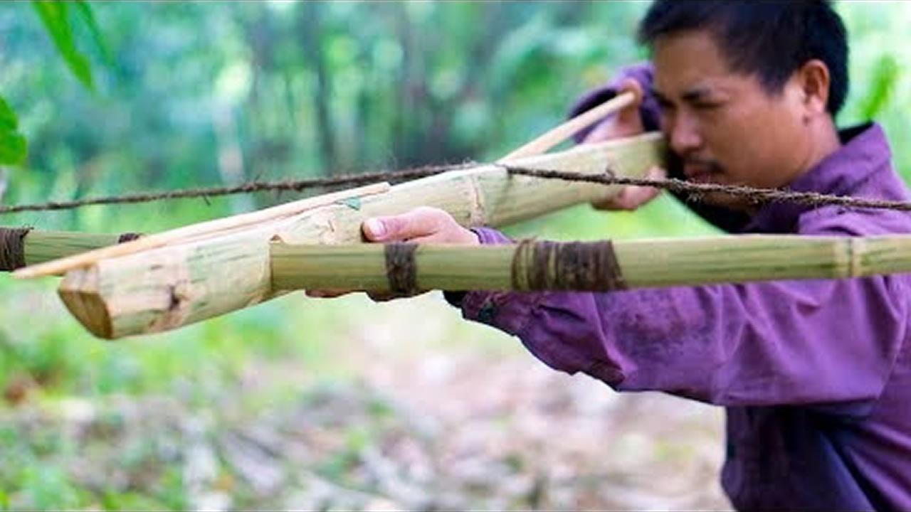 野外求生技巧用竹子制作一把大型十字弓
