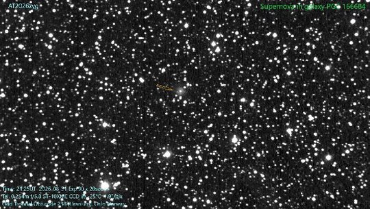 挪威天文学家拍摄超新星候选体AT2026zyg