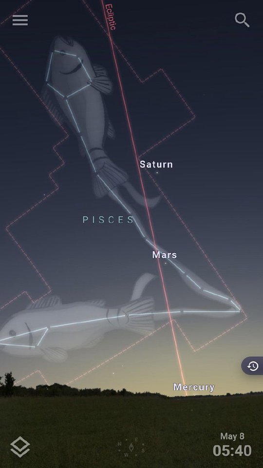 黎明火星土星东方升起绝美天空拍摄纪实