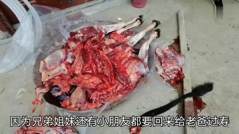 实拍农村杀牛现场,小哥为了给老爸过生日,特意宰了头牛来祝寿!