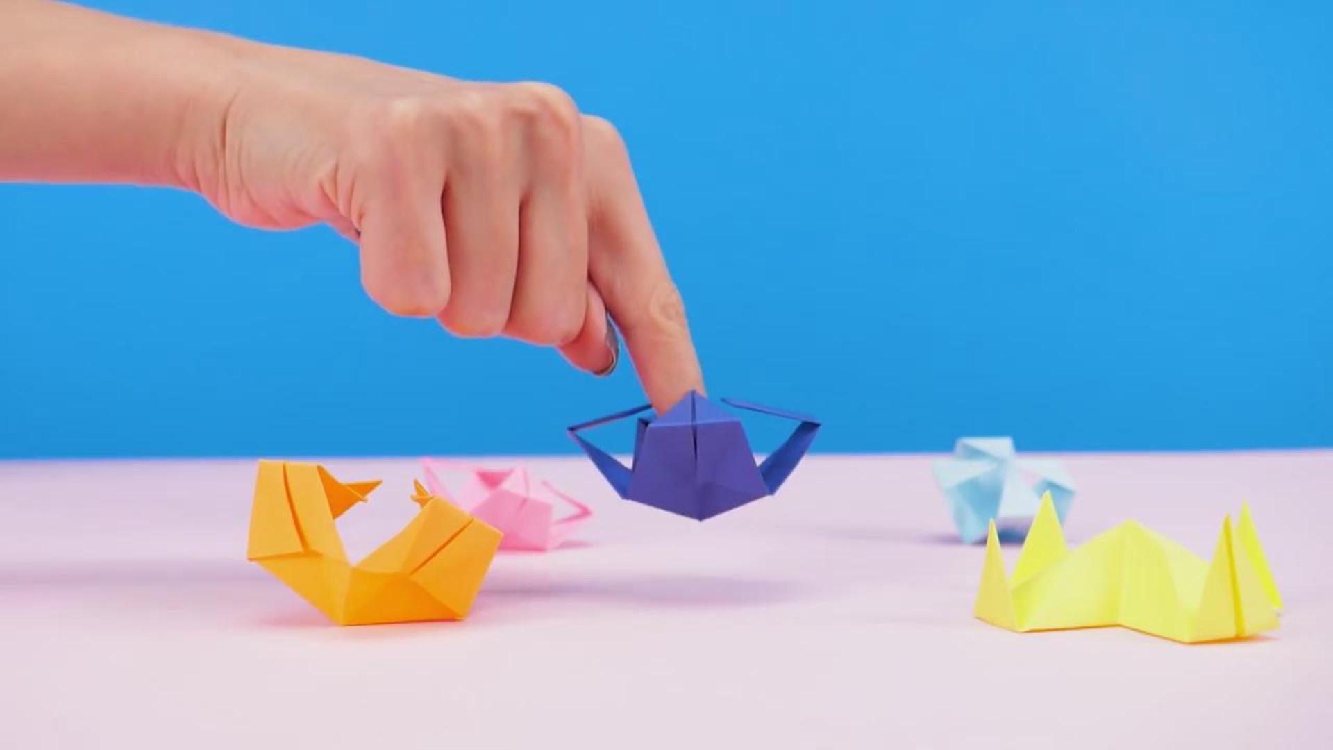 趣味折纸diy,玩具捕兽夹的折叠方法!