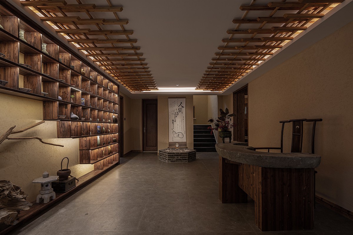有一种诗意,叫做禅式之风,225㎡私人会所,入户就是禅意之风
