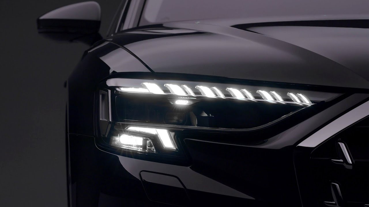 2022款奥迪a8智能矩阵大灯展示