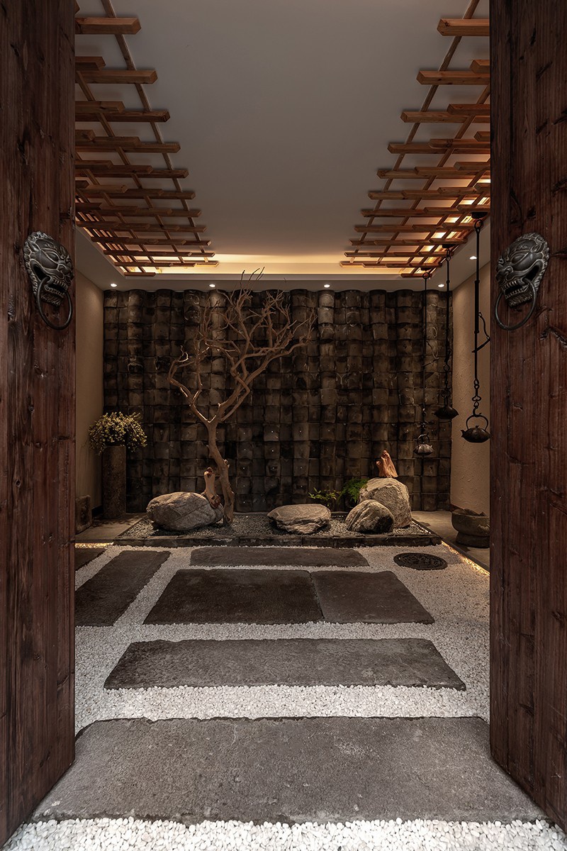 有一种诗意,叫做禅式之风,225㎡私人会所,入户就是禅意之风
