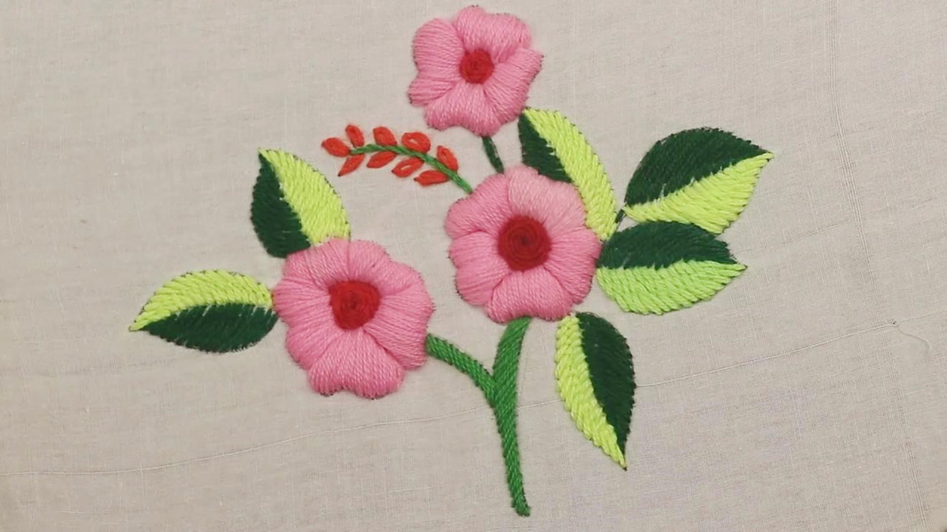 毛线编织教程,梯形花纹图案的编织方法!