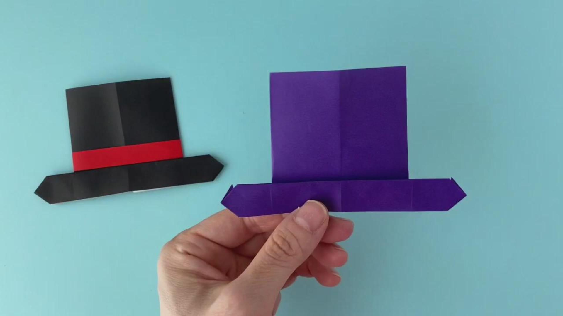 手工折纸教程,带你学习如何折叠可爱的礼帽!