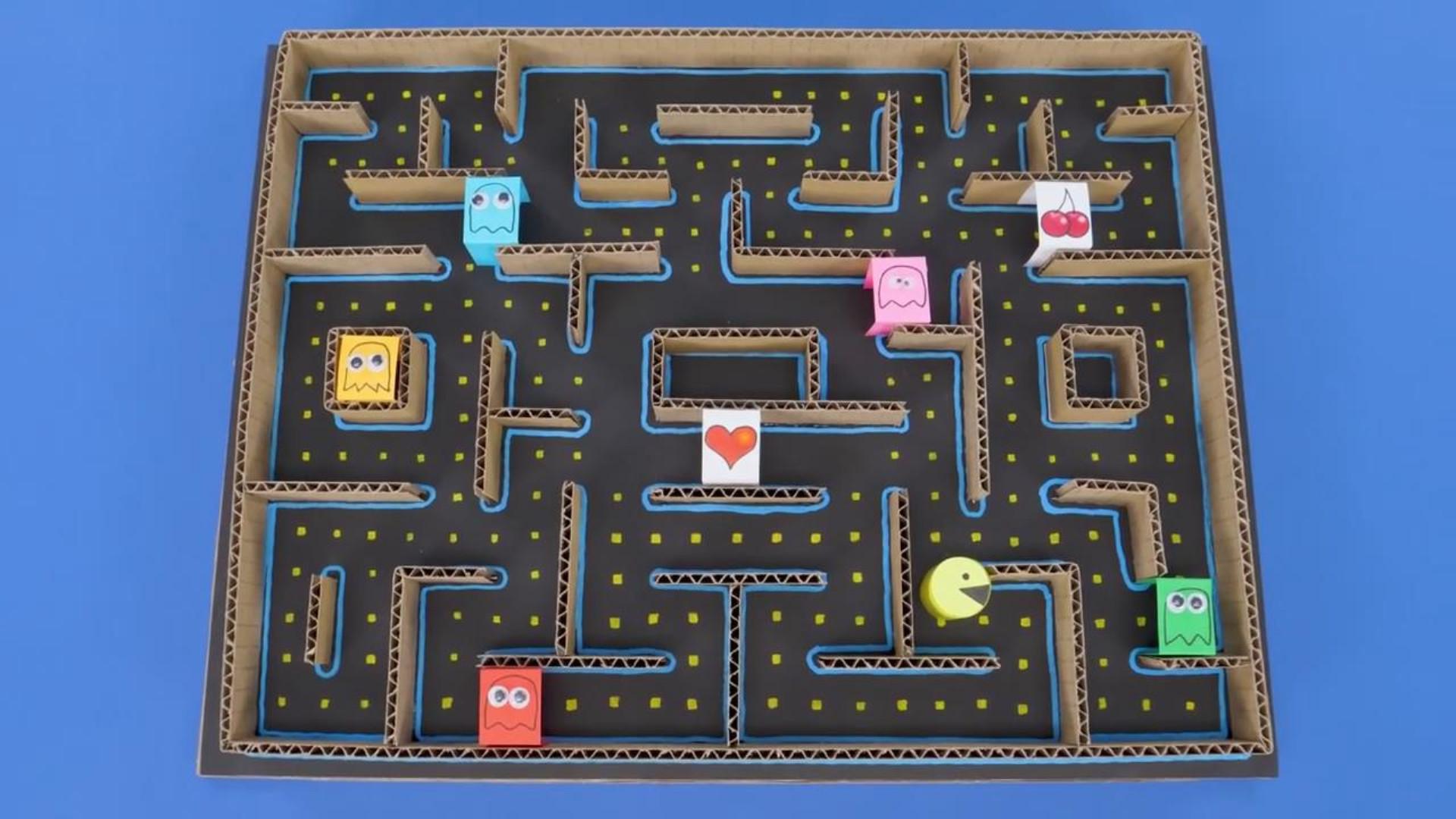 纸板玩具diy,游戏"吃豆人"的制作方法!