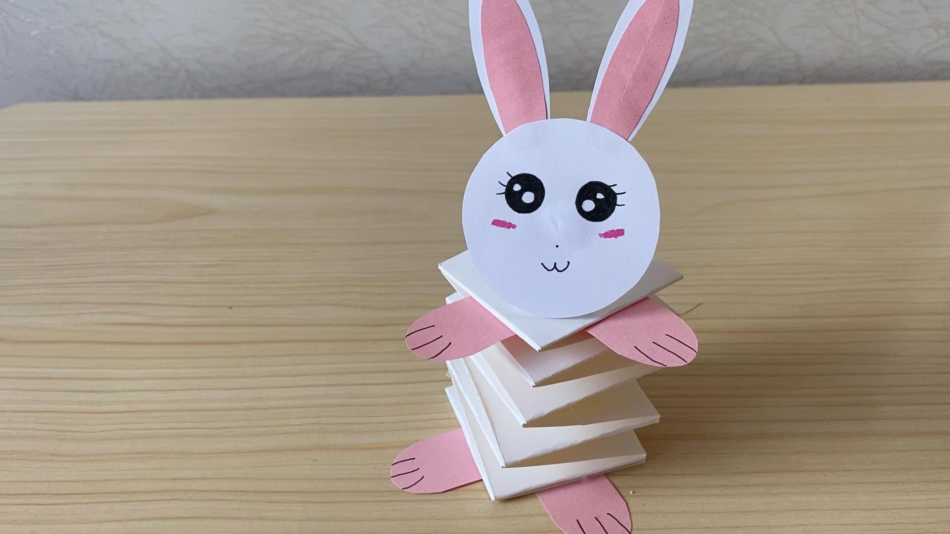 趣味手工diy,一只可爱的弹簧兔!