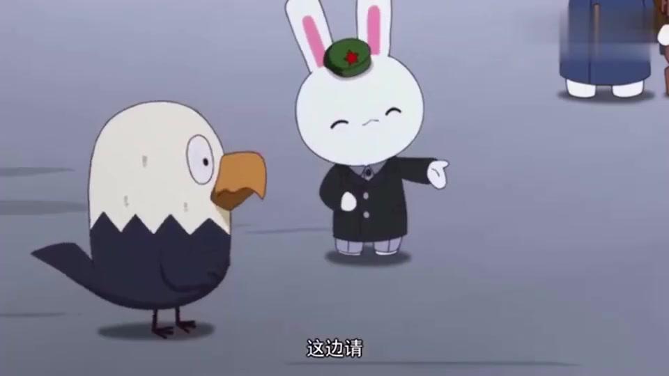 鹰酱和兔子吃饭,看到筷子却愣住了,他们不会用筷子