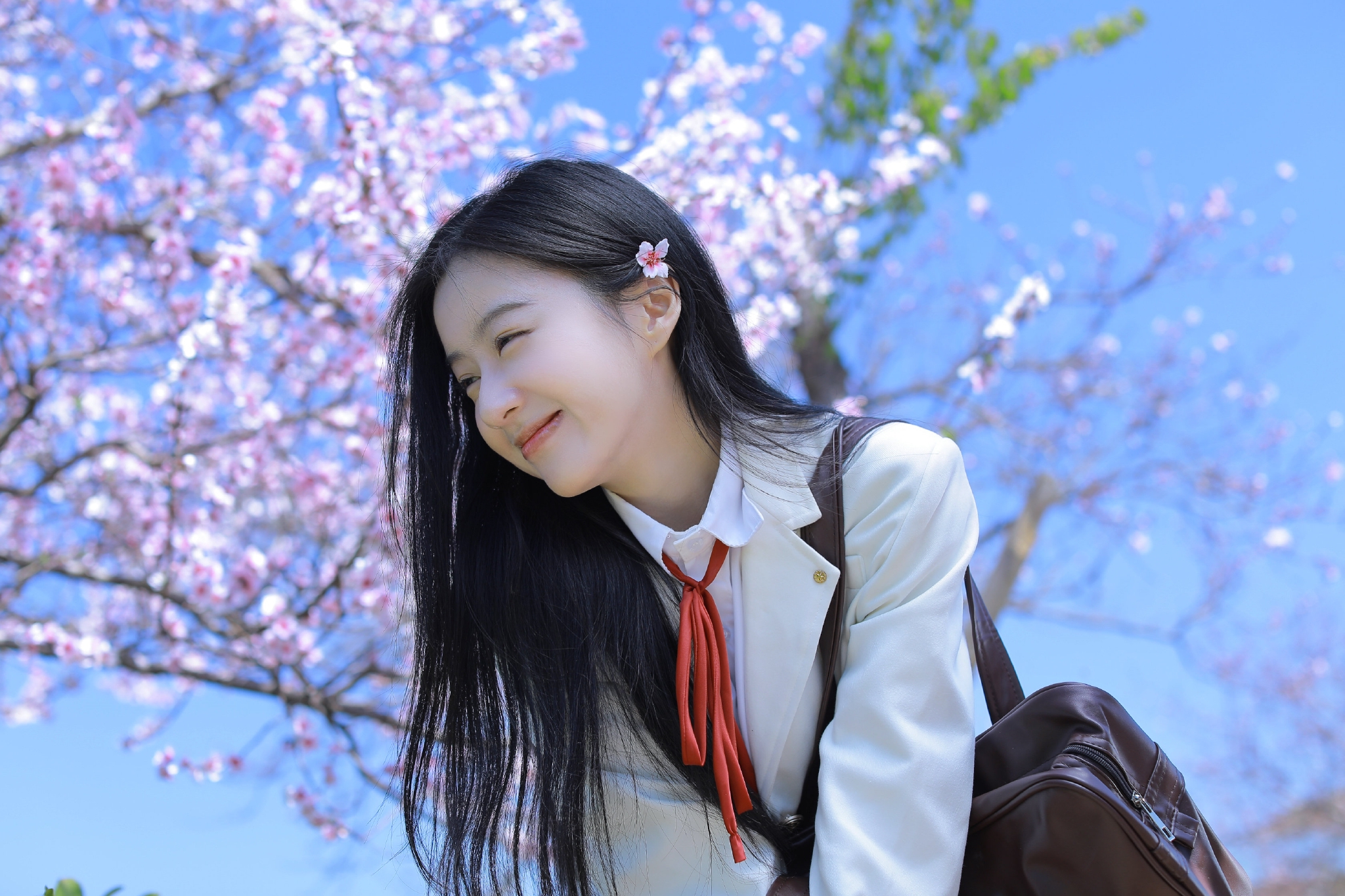 樱花不及美人笑,包上恩春日jk风写真氛围感拉满