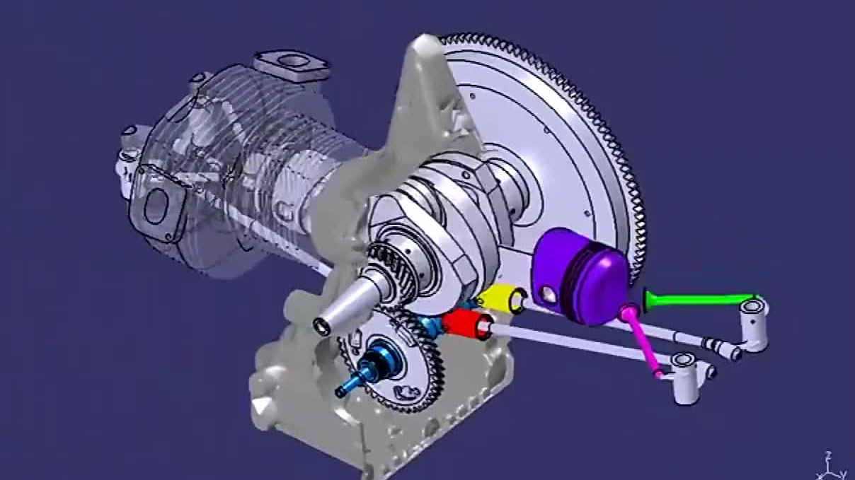 3d动画展示雪铁龙老爷车的发动机工作原理