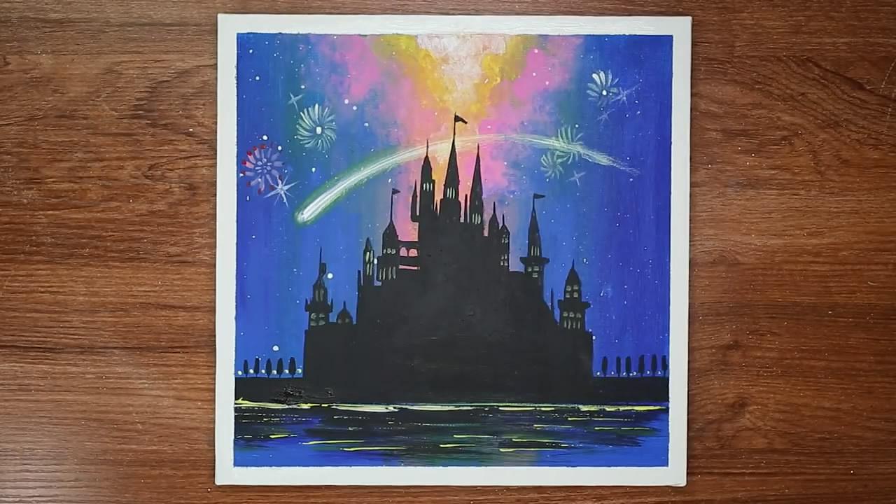 迪士尼城堡 彩铅画图片