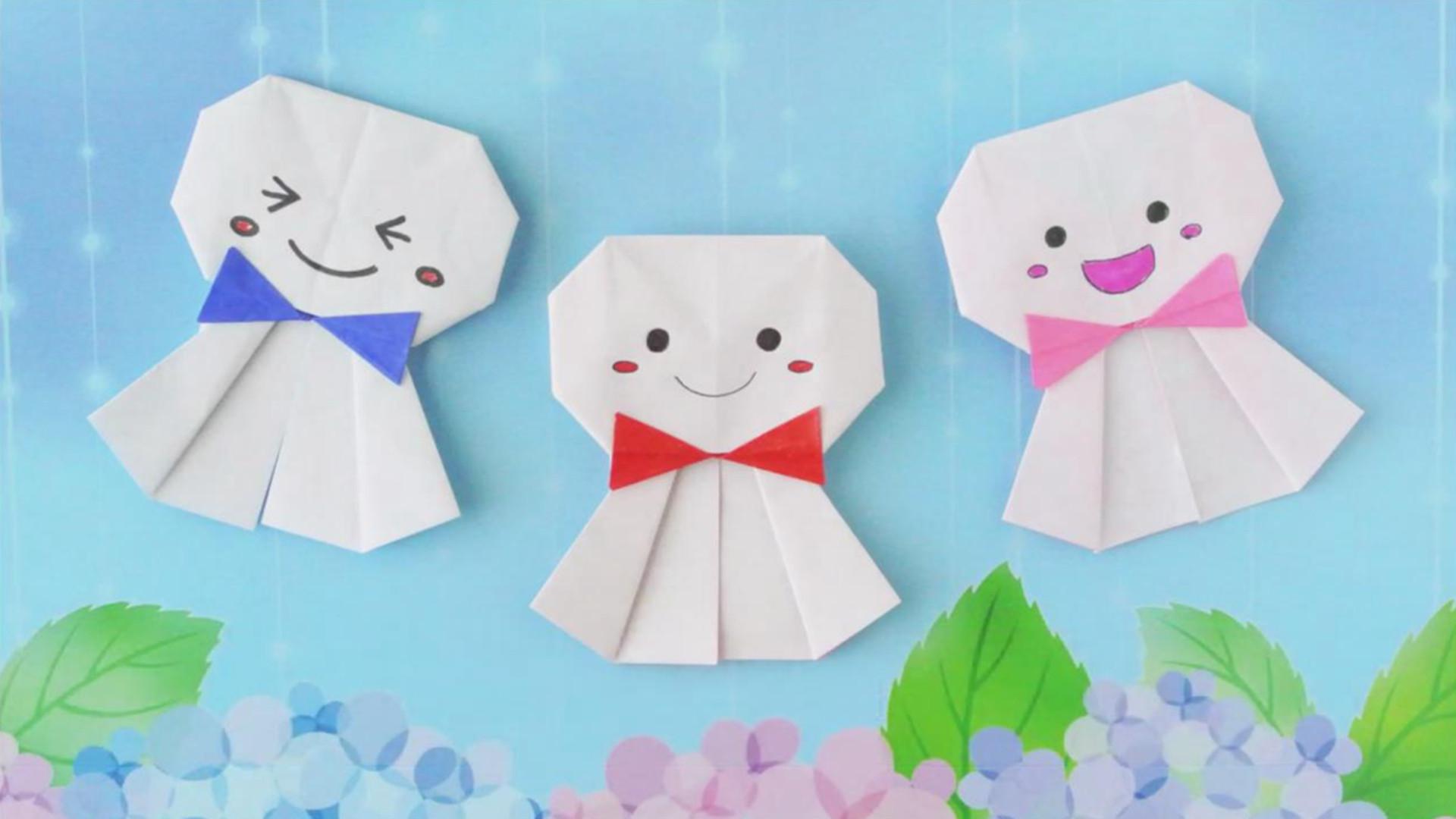 手工折纸教学,可爱晴天娃娃的折叠方法!