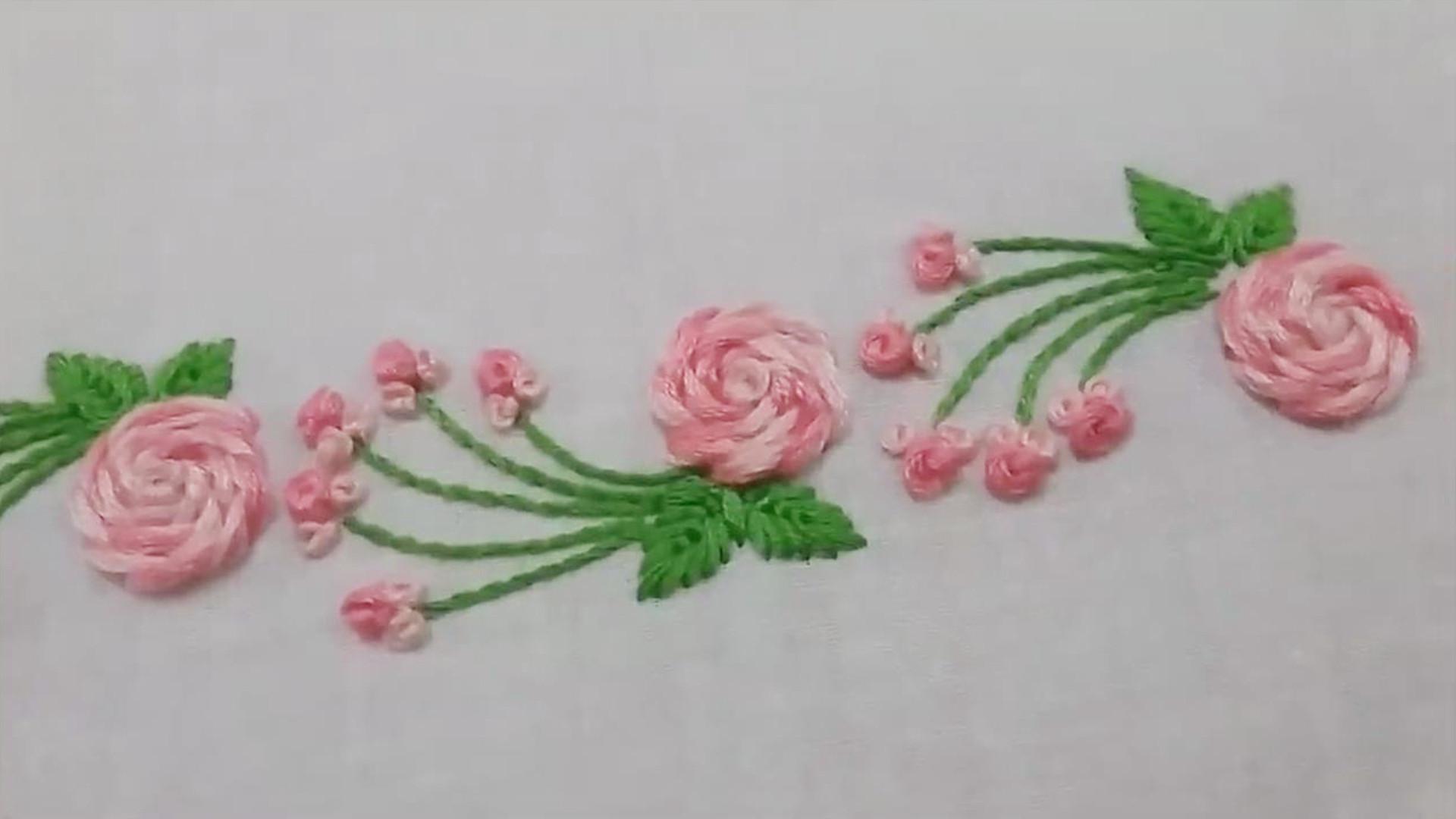 绣花的技巧,带你学习简单花边的刺绣方法!