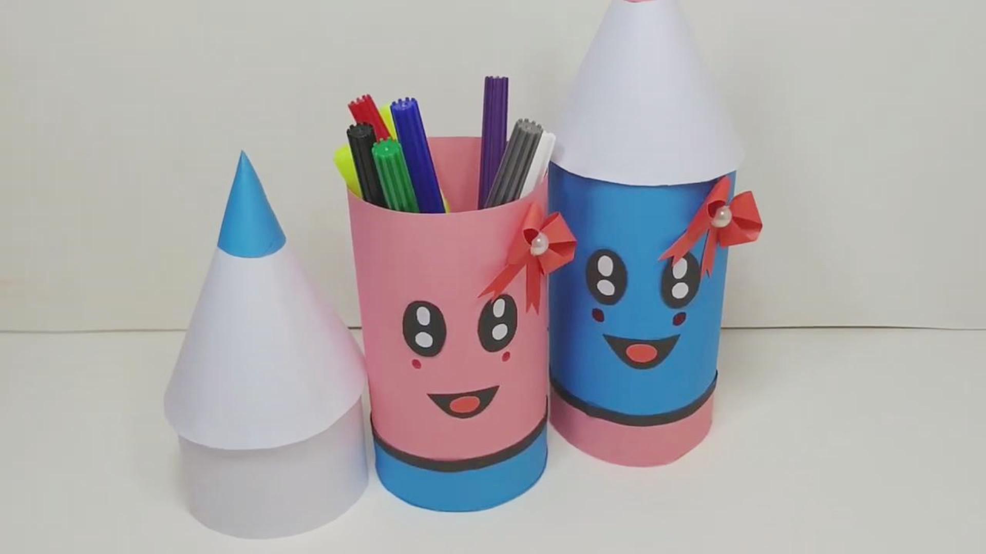 创意手工diy,可爱笔筒的制作方法,简单又实用!