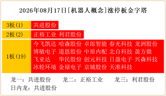 2026年08月17日[机器人概念]涨停板金字塔