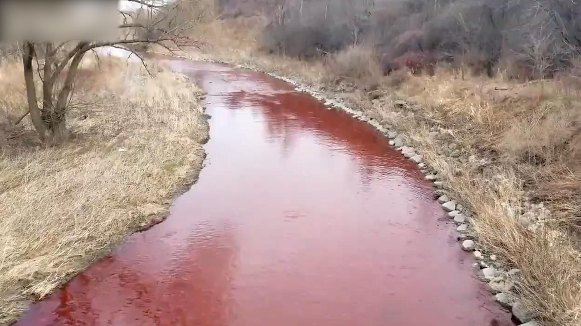 网友拍到恐怖"血河",河水鲜红如血源源不断,形成原因让人咋舌