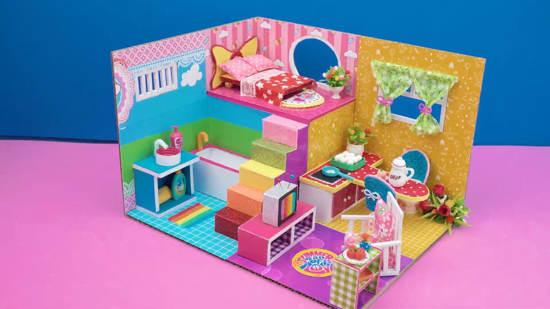 diy迷你娃娃屋,清新舒适的小公主公寓