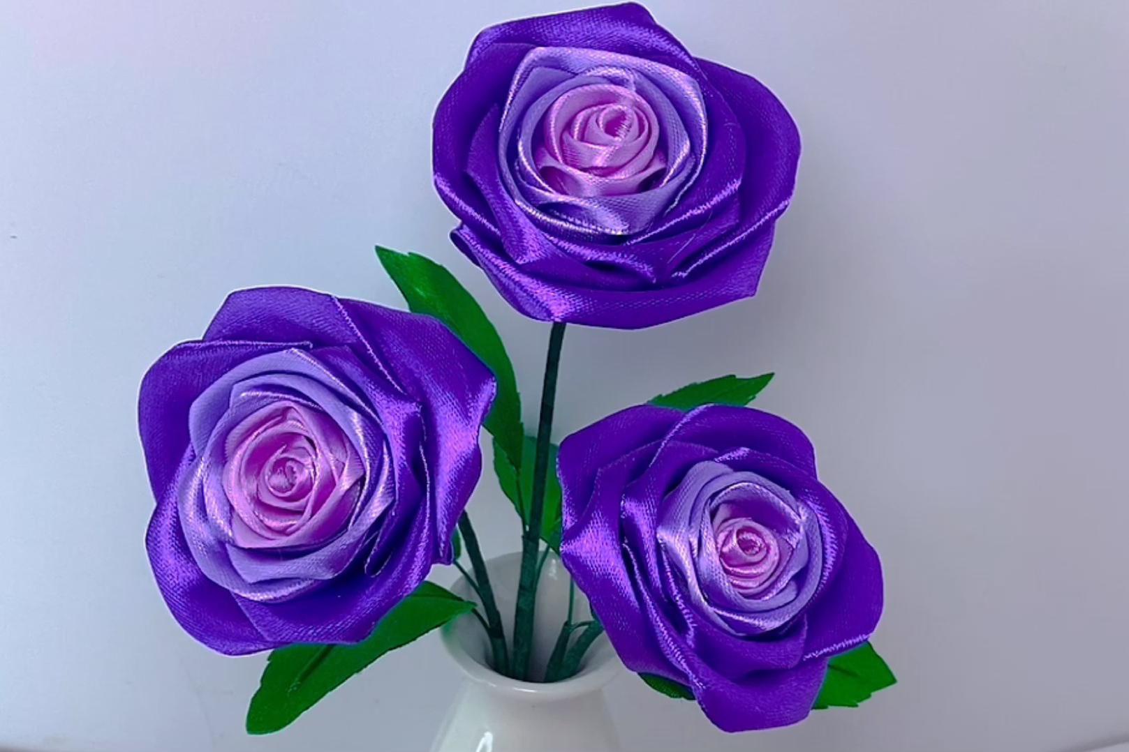 丝带手工制作紫色玫瑰花,不一样的浪漫,成品更加惊艳
