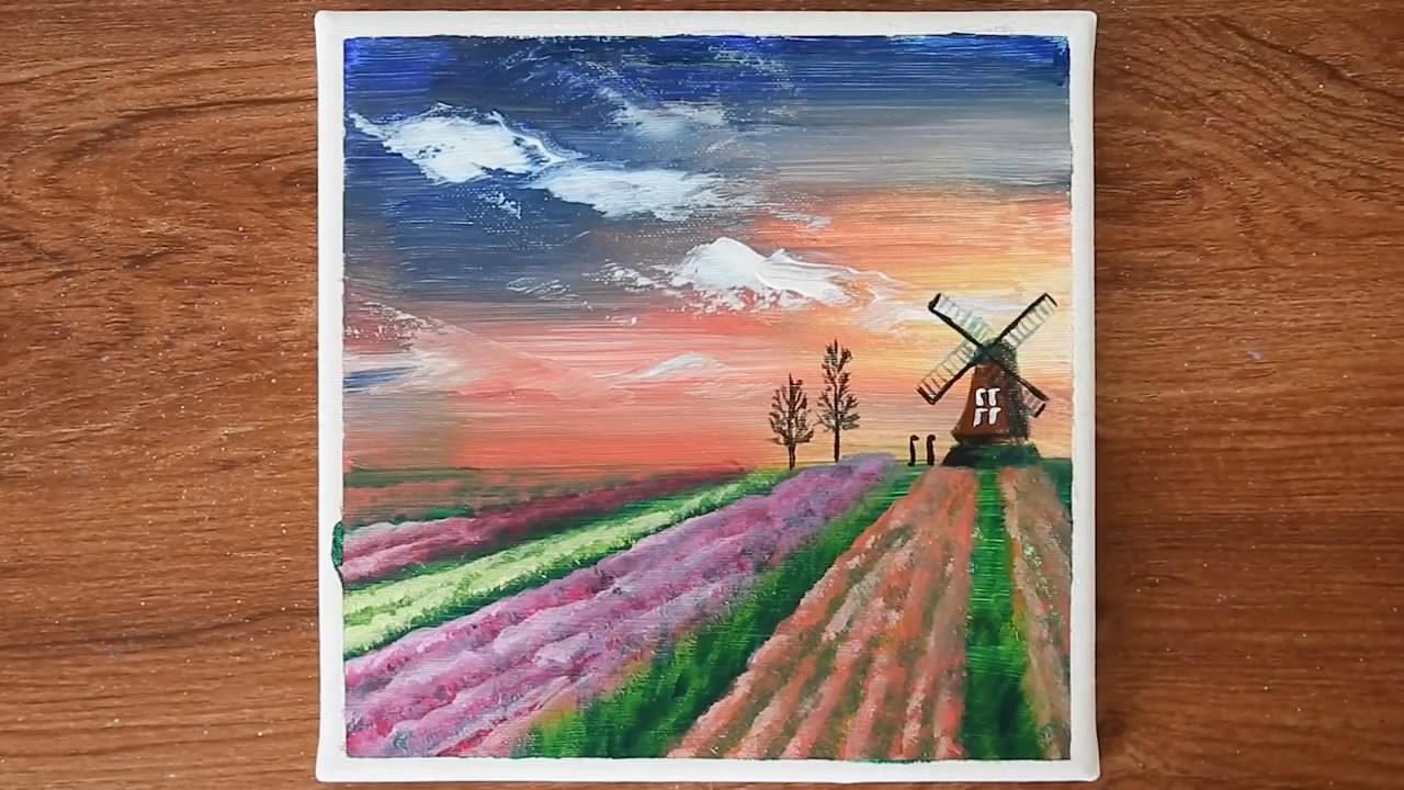 手工风景画教程,风车田园的简单画法!