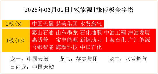 2026年03月02日[氢能源]涨停板金字塔