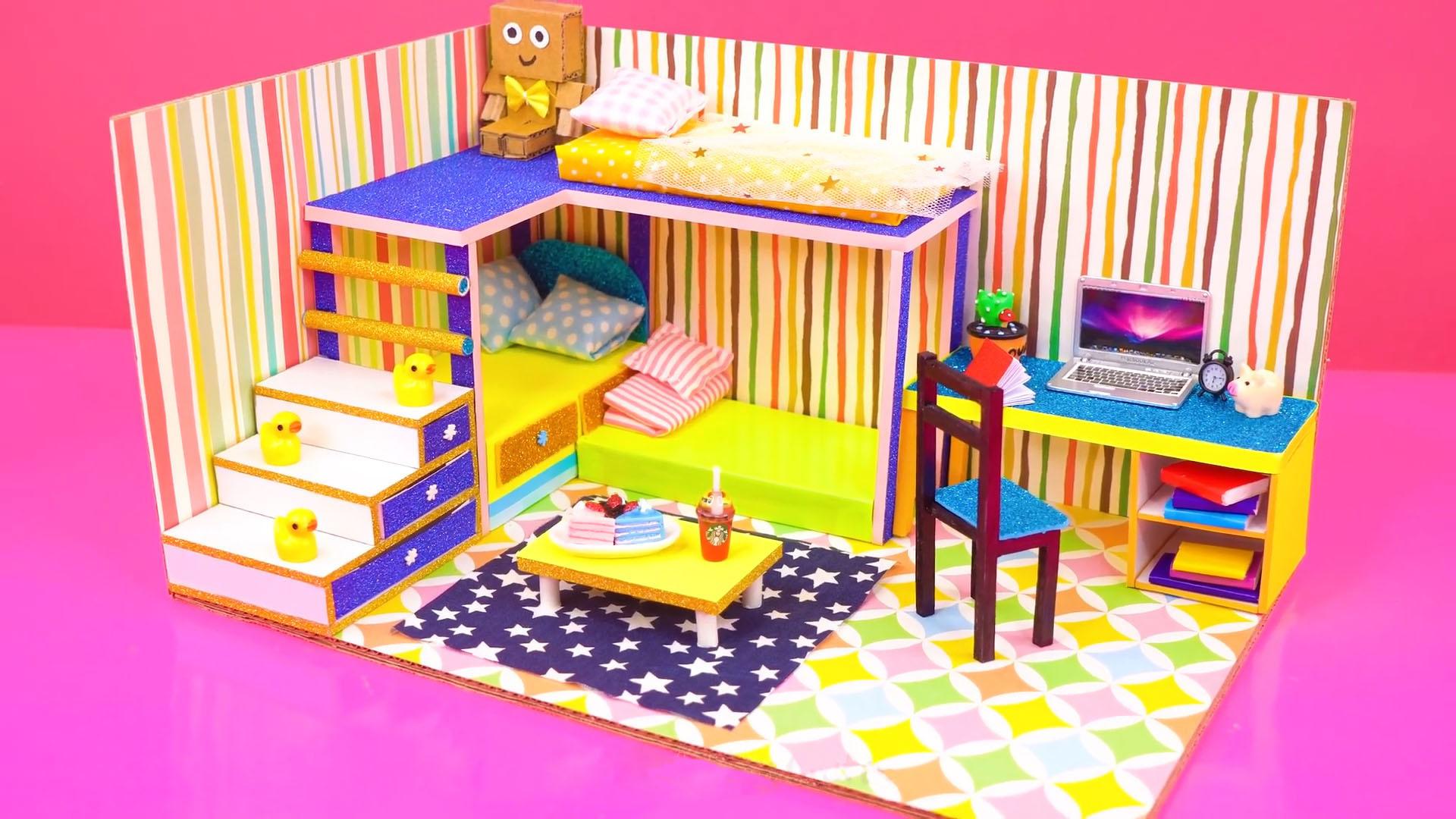 diy迷你娃娃屋小公主的彩色公寓
