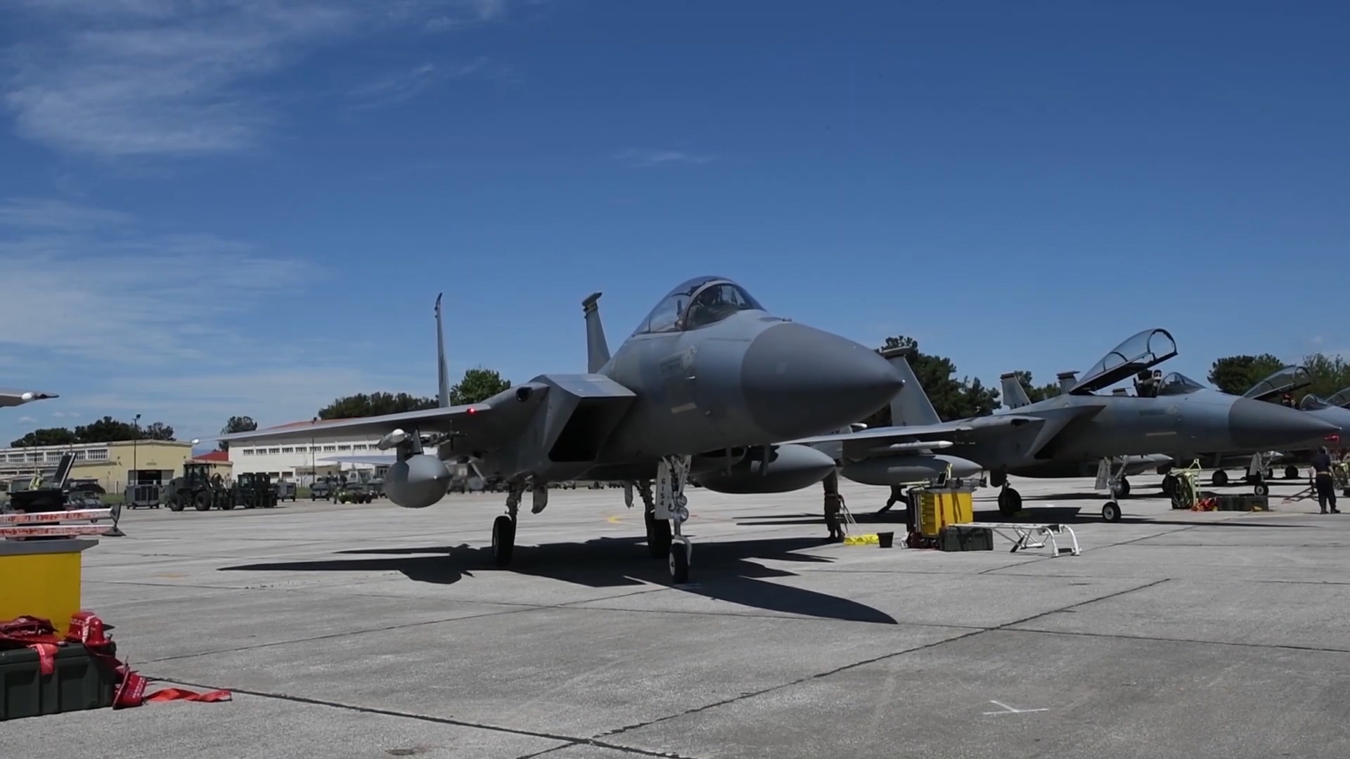 希腊拉里萨,美国空军f-15c战斗机,训练后返回!