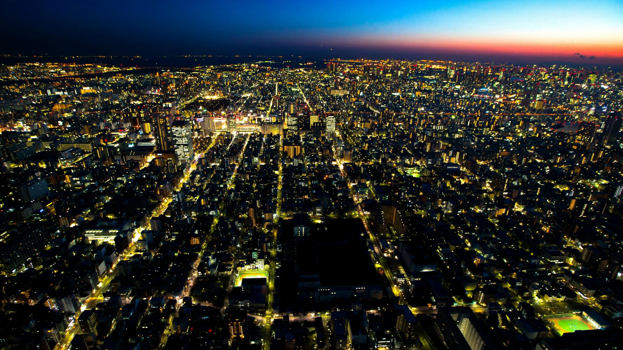 看亚洲第一大城市,日本东京的夜间灯光图