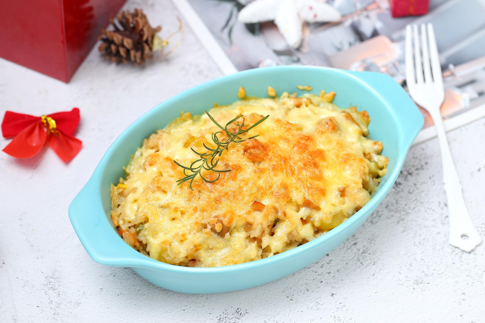 完胜西餐厅的鸡肉焗饭,奶香浓郁超长拉丝,做法简单小白也零失败