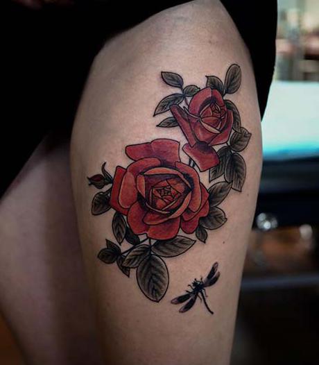 准备好纸巾,让人流着鼻血看完的22个玫瑰大腿纹身,被惊艳到了|玫瑰