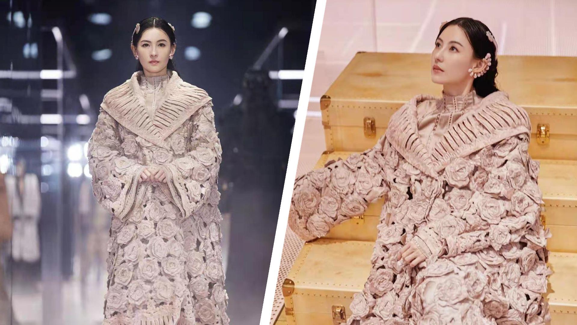 张柏芝穿玫瑰编织裙走秀,高贵典雅气质秒杀全场