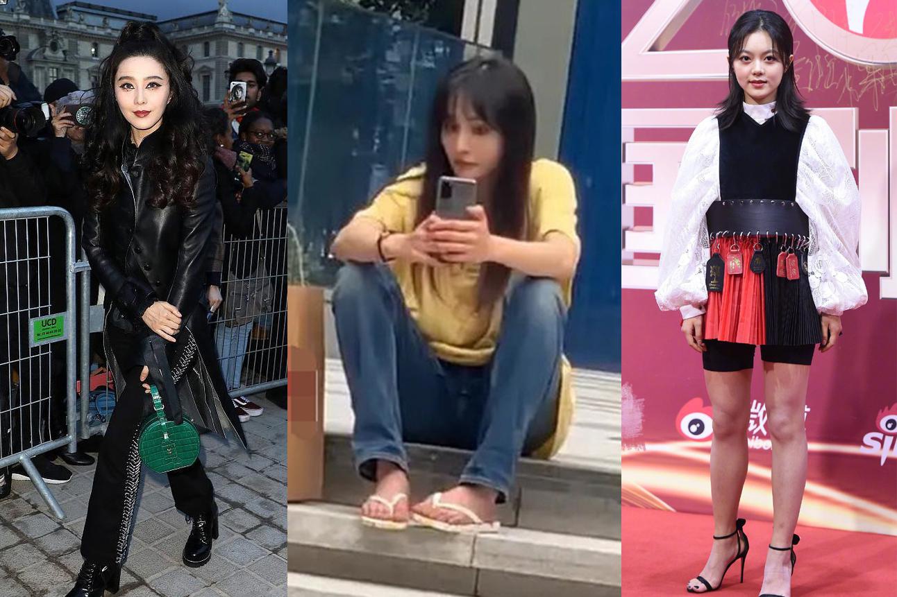 郑爽坐路边玩自拍,t恤配牛仔低调却不俗气,穿人字拖秒变普通人