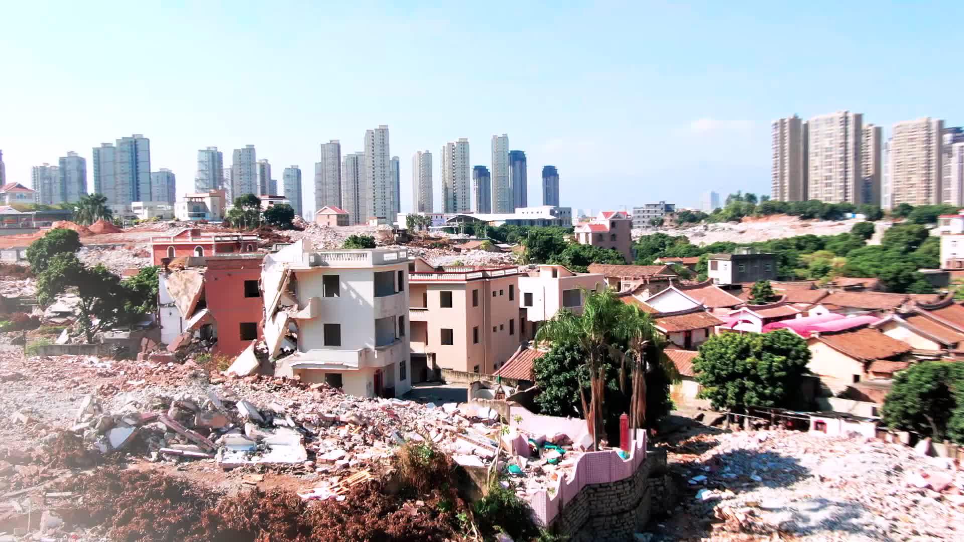 航拍厦门拆迁后的集美西亭村,画面下的每一处地方都将成为历史